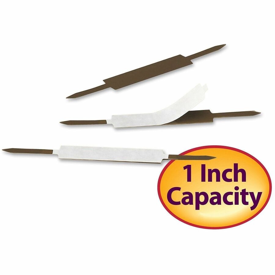 Smead Self-Adhesive Fasteners - 1" Size Capacity - for Folder, Binder - Self-adhesive - Brown - Steel - 100 / Box