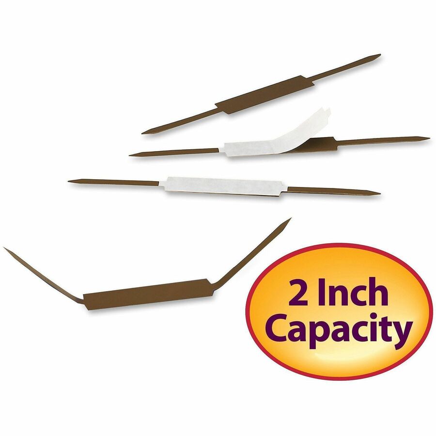 Smead Self-Adhesive Fasteners - 2" Size Capacity - Self-adhesive - Brown - Steel - 100 / Box