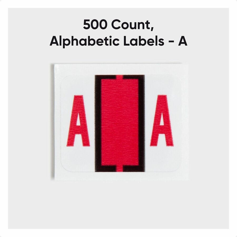 Smead BCCR Bar-Style Color-Coded Labels - A - x 1 1/4" Width x 1" Length - Red - Laminated - 1 Roll