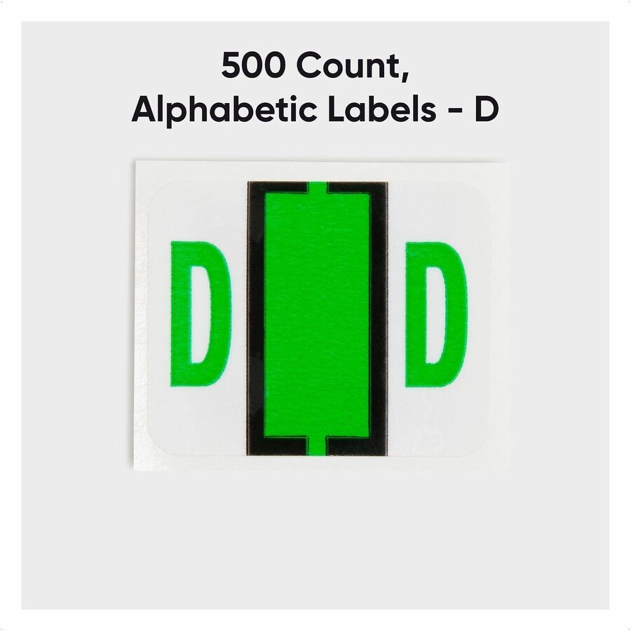 Smead BCCR Bar-Style Color-Coded Labels - D - x 1 1/4" Width x 1" Length - Light Green - Laminated - 1 Roll