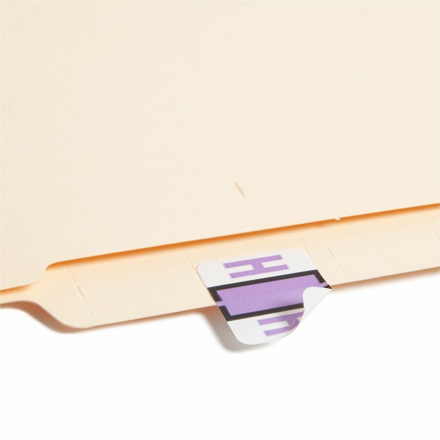 Smead BCCR Bar-Style Color-Coded Labels - H - x 1 1/4" Width x 1" Length - Lavender - Laminated - 1 Roll