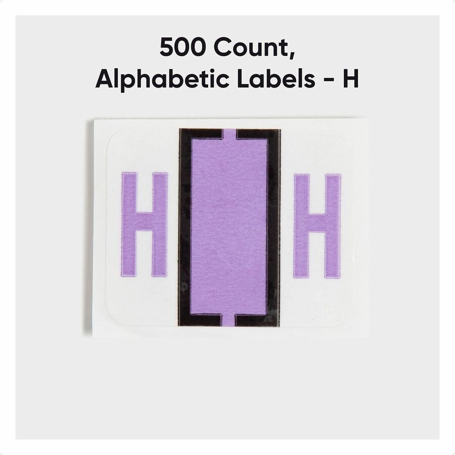 Smead BCCR Bar-Style Color-Coded Labels - H - x 1 1/4" Width x 1" Length - Lavender - Laminated - 1 Roll