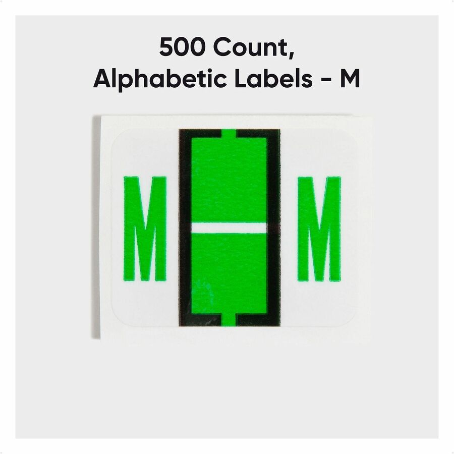 Smead BCCR Bar-Style Color-Coded Labels - M - x 1 1/4" Width x 1" Length - Light Green - Laminated - 1 Roll