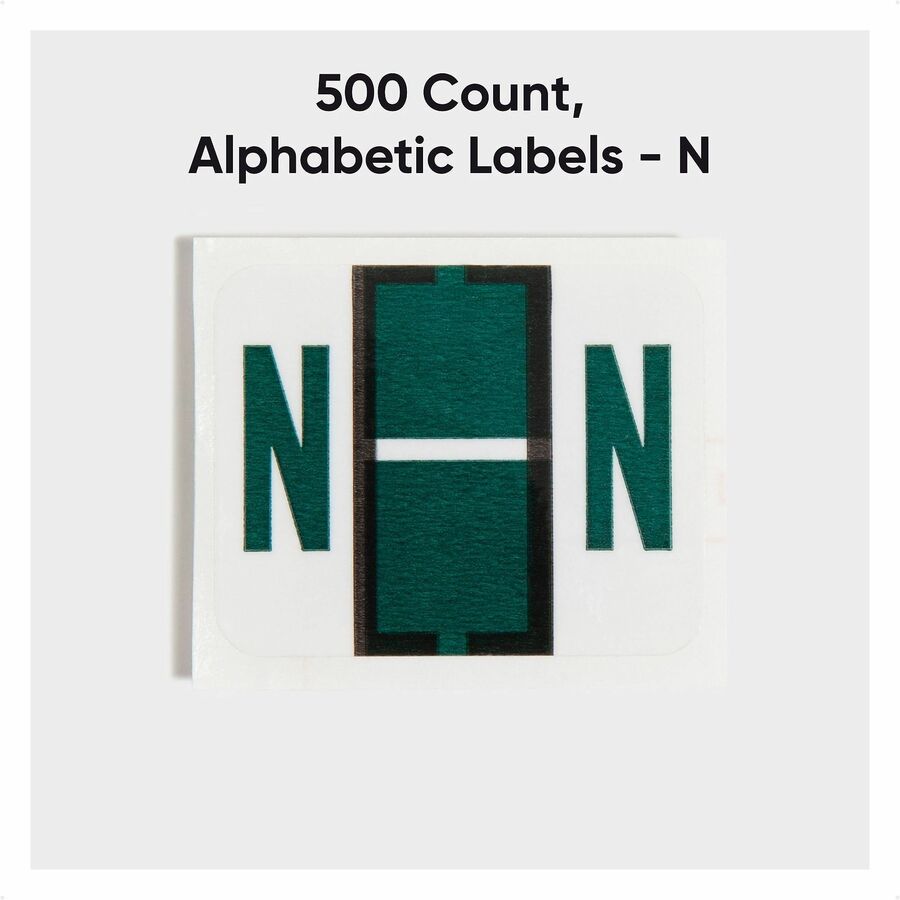 Smead BCCR Bar-Style Color-Coded Labels - N - x 1 1/4" Width x 1" Length - Dark Green - Laminated - 1 Roll