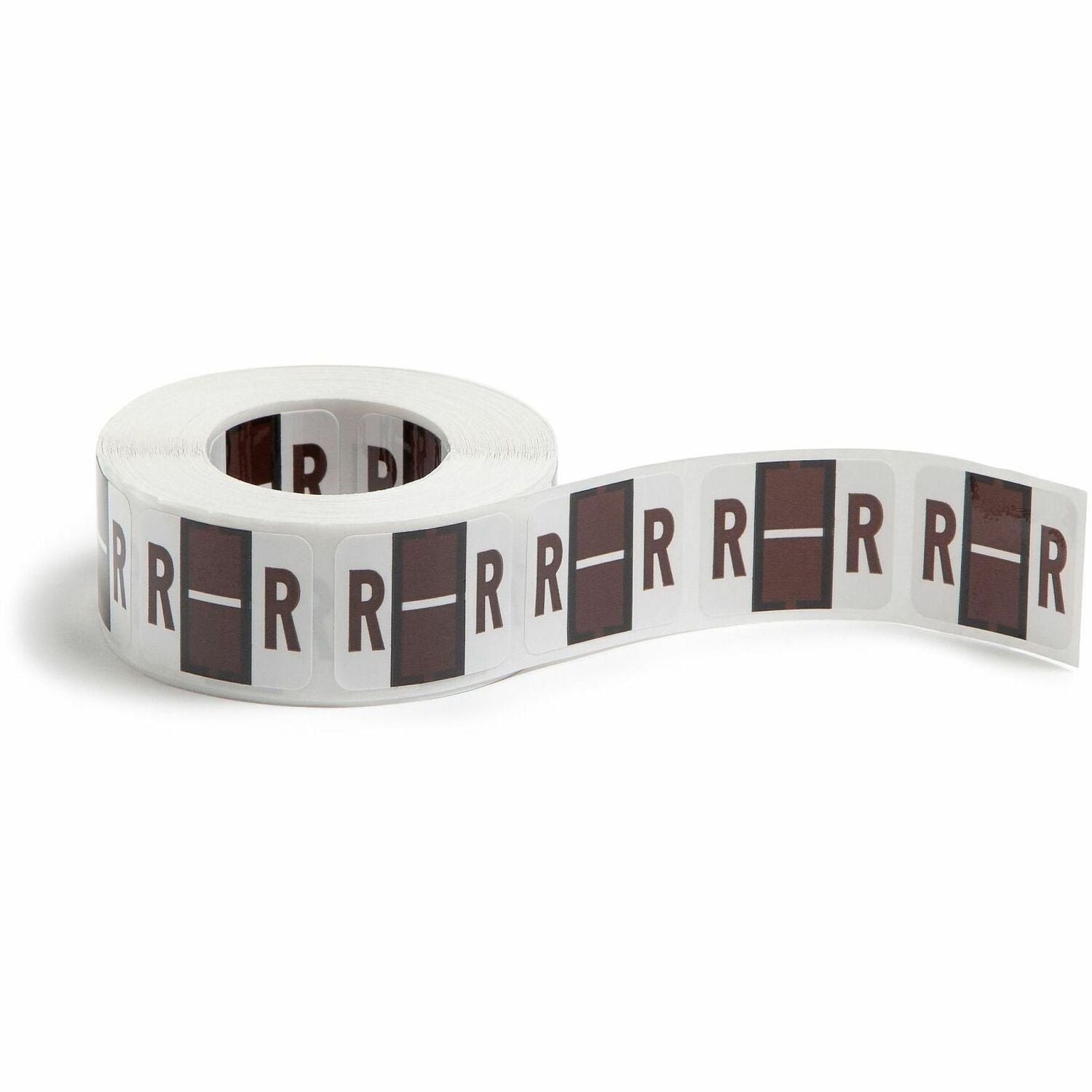 Smead BCCR Bar-Style Color-Coded Labels - R - x 1 1/4" Width x 1" Length - Brown - Laminated - 1 Roll