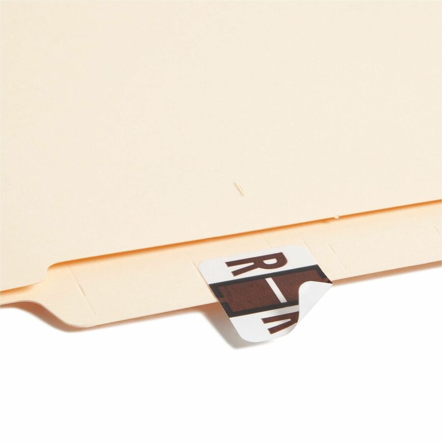 Smead BCCR Bar-Style Color-Coded Labels - R - x 1 1/4" Width x 1" Length - Brown - Laminated - 1 Roll