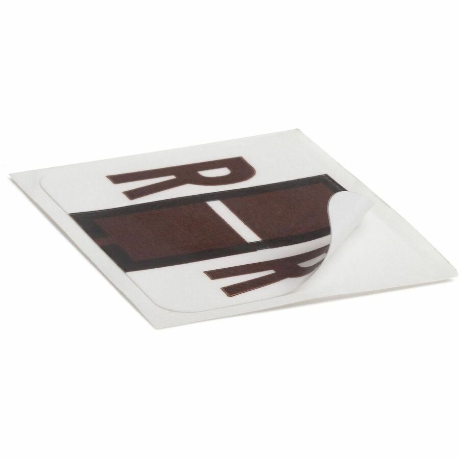 Smead BCCR Bar-Style Color-Coded Labels - R - x 1 1/4" Width x 1" Length - Brown - Laminated - 1 Roll