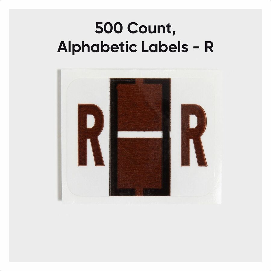 Smead BCCR Bar-Style Color-Coded Labels - R - x 1 1/4" Width x 1" Length - Brown - Laminated - 1 Roll