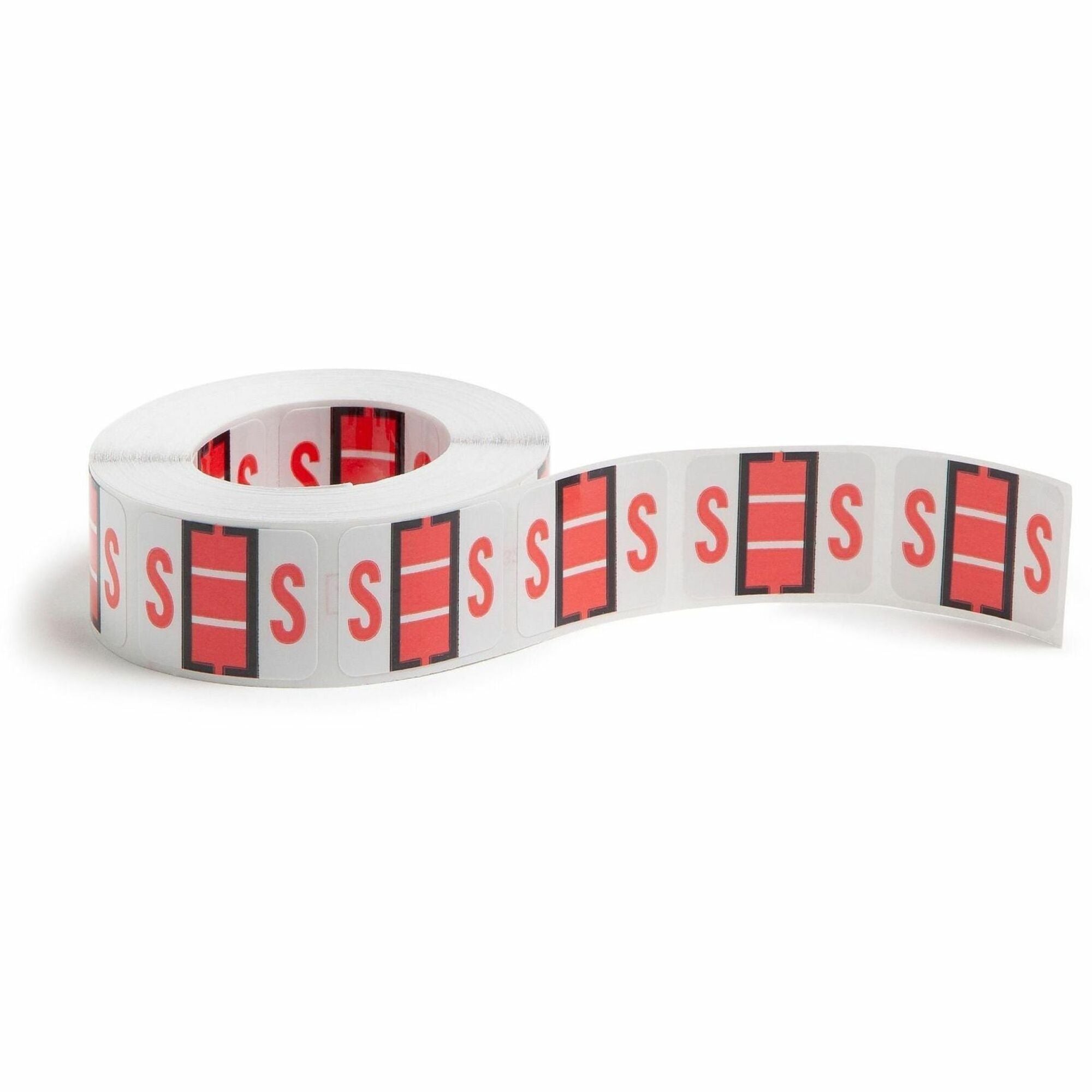 Smead BCCR Bar-Style Color-Coded Labels - S - x 1 1/4" Width x 1" Length - Pink - Laminated - 1 Roll