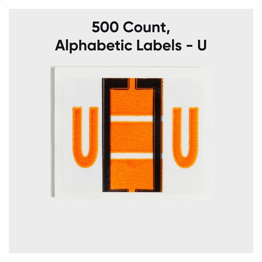 Smead BCCR Bar-Style Color-Coded Labels - U - x 1 1/4" Width x 1" Length - Light Orange - Laminated - 1 Roll