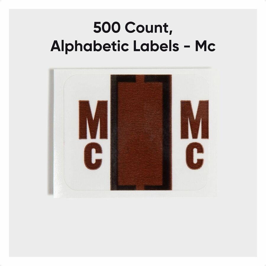 Smead BCCR Bar-Style Color-Coded Labels - Alphabet, MC - x 1 1/4" Width x 1" Length - Brown - Laminated - 1 Roll
