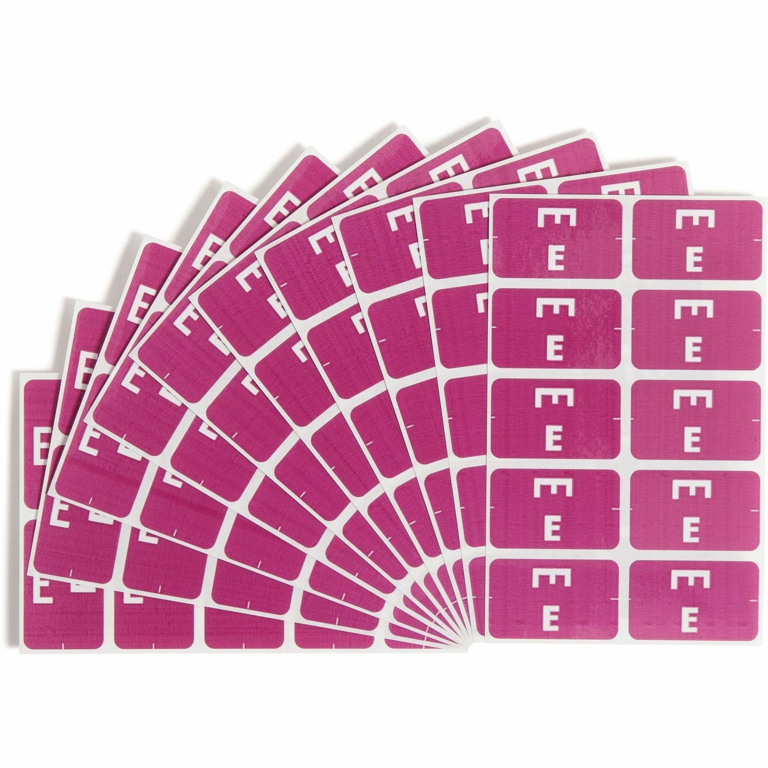 Smead AlphaZ ACCS Color-Coded Labels - E - x 1" Width x 1 5/8" Length - Purple - Laminated - 10 / Sheet - 1 Pack