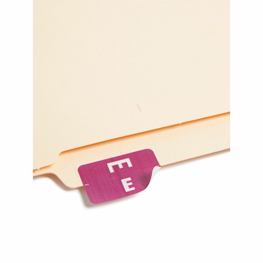Smead AlphaZ ACCS Color-Coded Labels - E - x 1" Width x 1 5/8" Length - Purple - Laminated - 10 / Sheet - 1 Pack