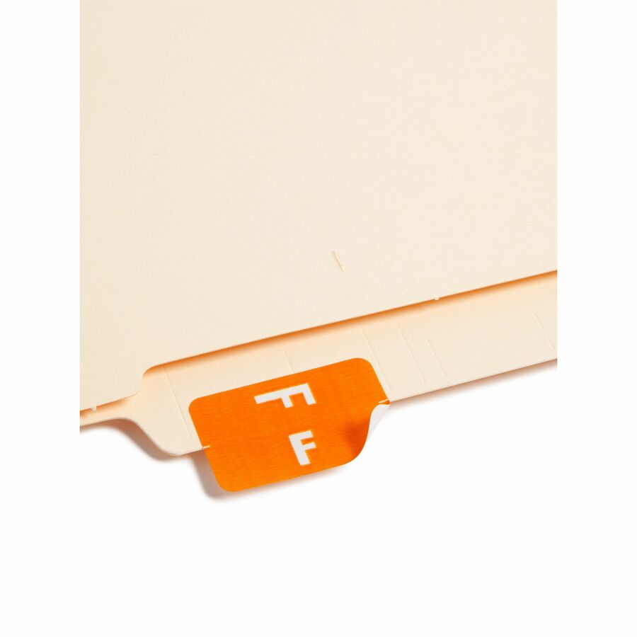 Smead AlphaZ ACCS Color-Coded Labels - F - x 1" Width x 1 5/8" Length - Orange - Laminated - 10 / Sheet - 1 Pack