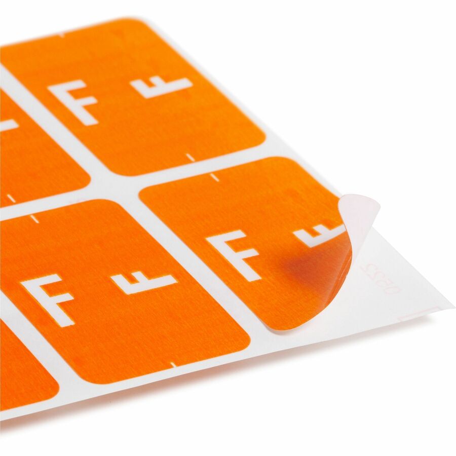 Smead AlphaZ ACCS Color-Coded Labels - F - x 1" Width x 1 5/8" Length - Orange - Laminated - 10 / Sheet - 1 Pack