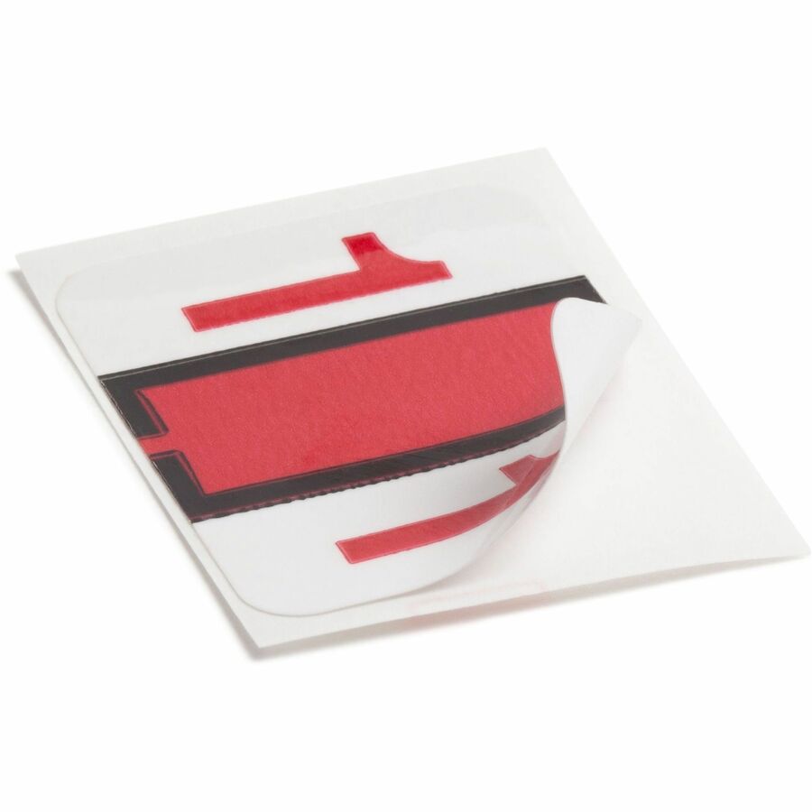 Smead BCCRN Bar-Style Color-Coded Labels - 1 - x 1 1/4" Width x 1" Length - Red - Laminated - 500 / Roll