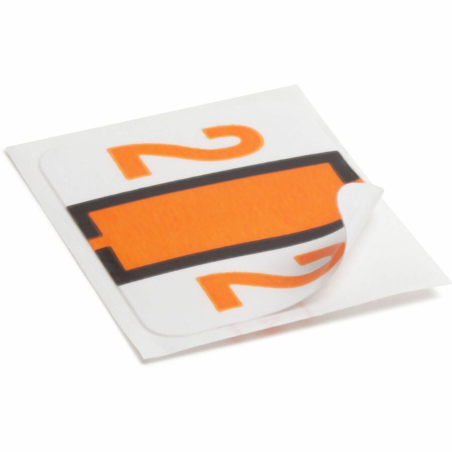 Smead BCCRN Bar-Style Color-Coded Labels - 2 - x 1 1/4" Width x 1" Length - Light Orange - Laminated - 500 / Roll