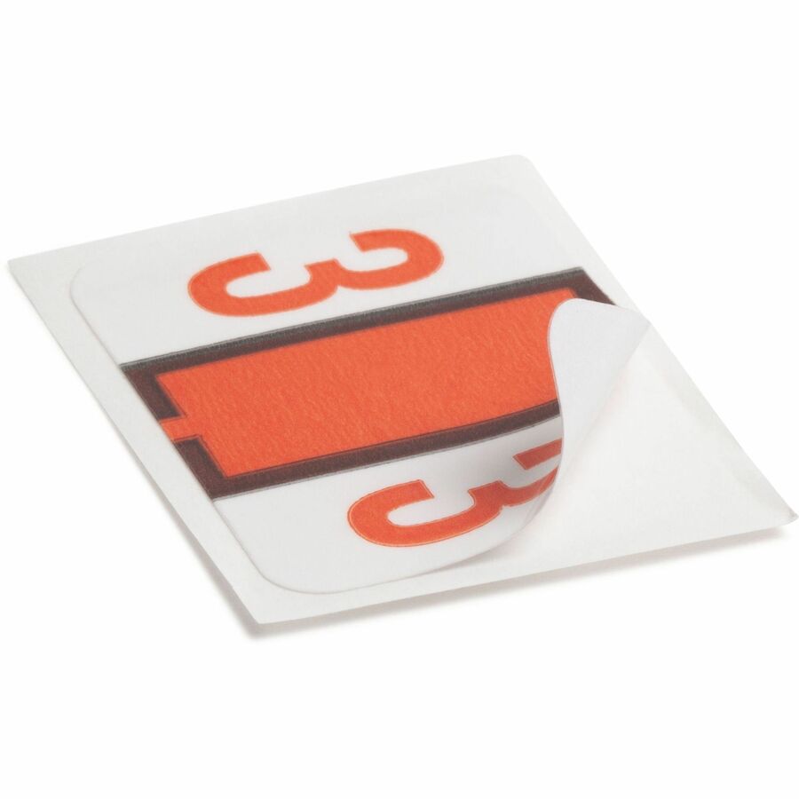 Smead BCCRN Bar-Style Color-Coded Labels - 3 - x 1 1/4" Width x 1" Length - Dark Orange - Laminated - 500 / Roll