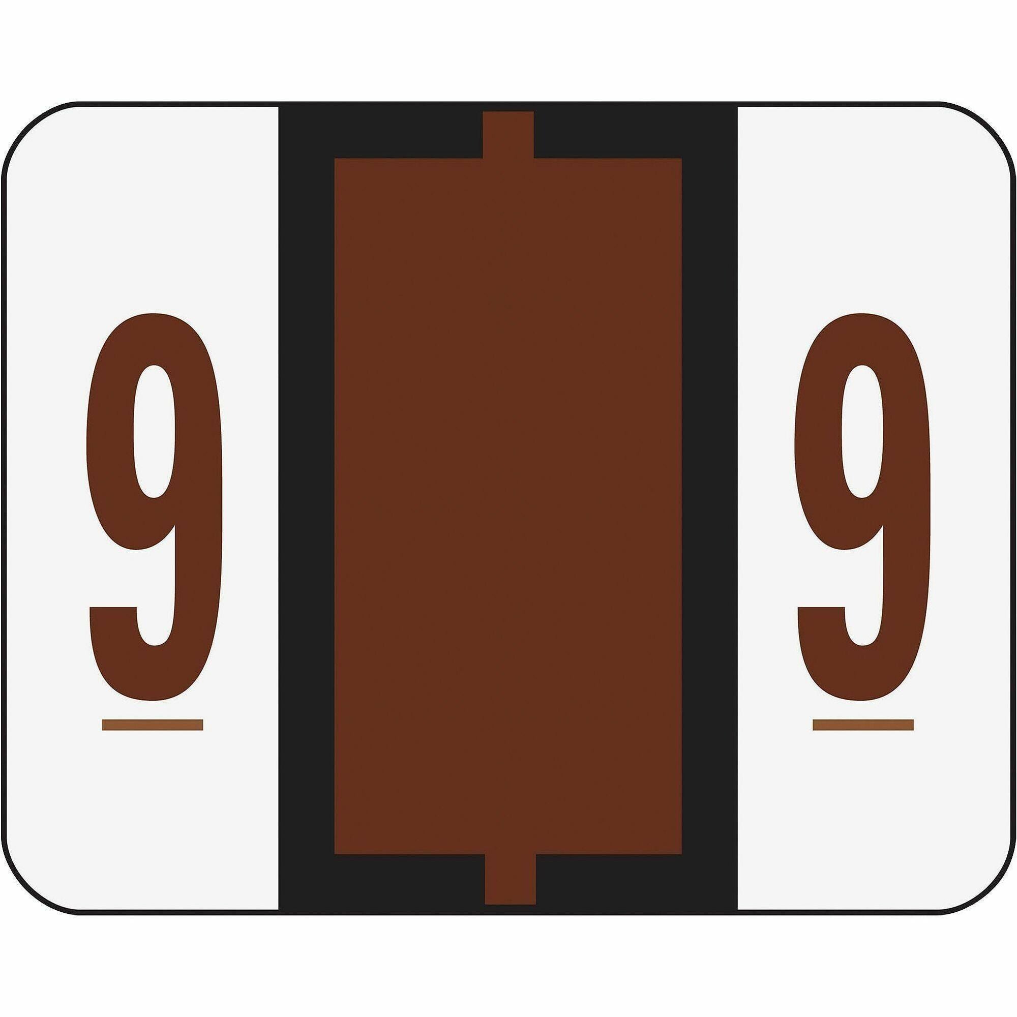 Smead BCCRN Bar-Style Color-Coded Labels - 9 - x 1 1/4" Width x 1" Length - Brown - Laminated - 500 / Roll