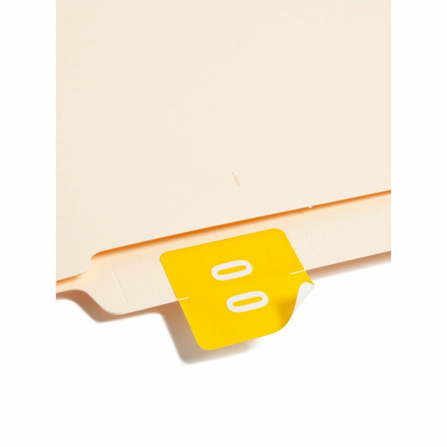 Smead DCC Color-Coded Numeric Labels - 0 - x 1 1/2" Width x 1 1/2" Length - Yellow - Laminated - 250 / Roll