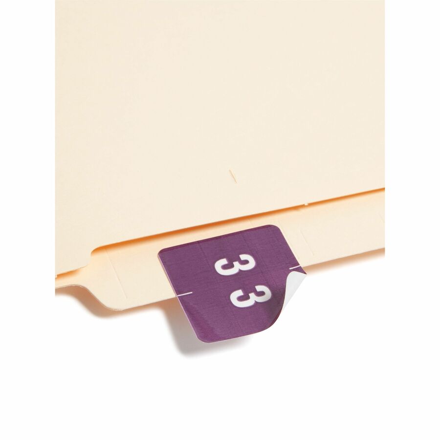 Smead DCC Color-Coded Numeric Labels - 3 - x 1 1/2" Width x 1 1/2" Length - Purple - Laminated - 250 / Roll