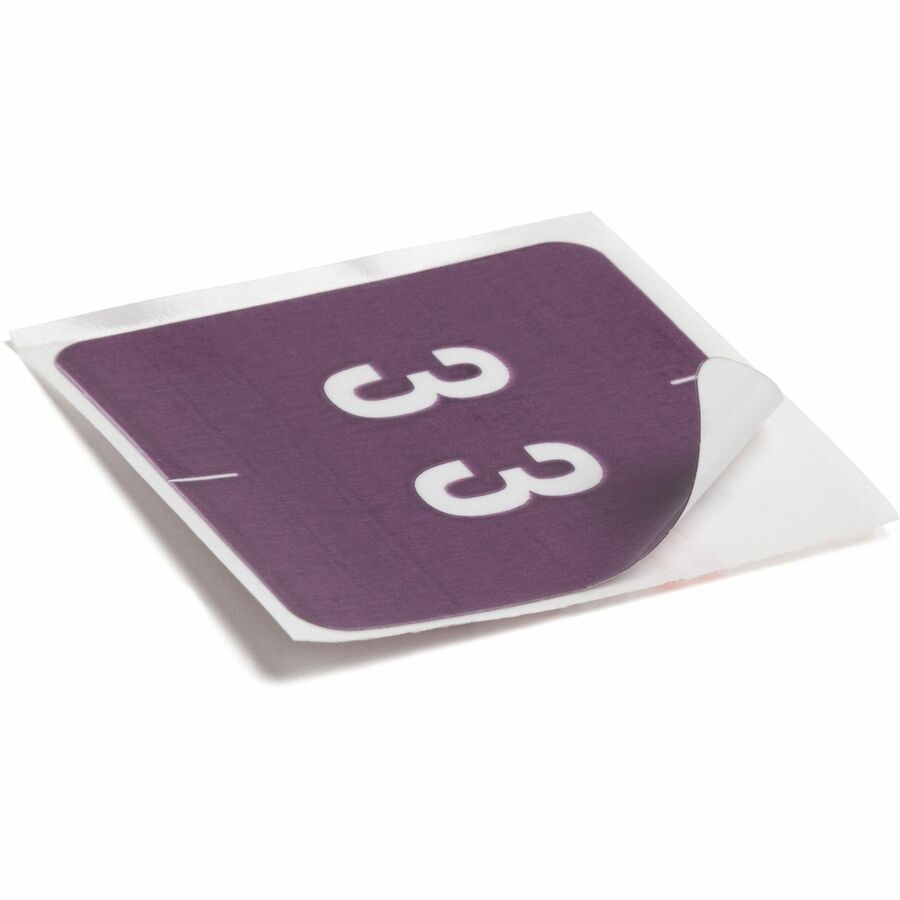Smead DCC Color-Coded Numeric Labels - 3 - x 1 1/2" Width x 1 1/2" Length - Purple - Laminated - 250 / Roll