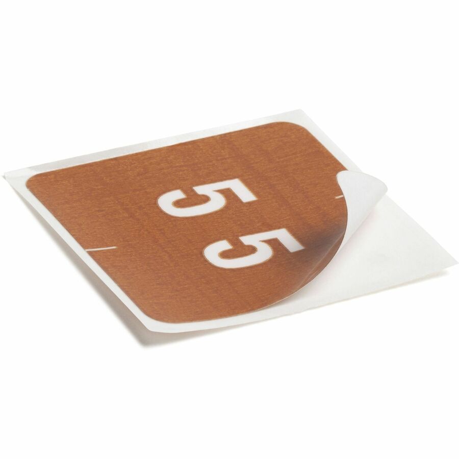 Smead DCC Color-Coded Numeric Labels - 5 - x 1 1/2" Width x 1 1/2" Length - Brown - Laminated - 250 / Roll