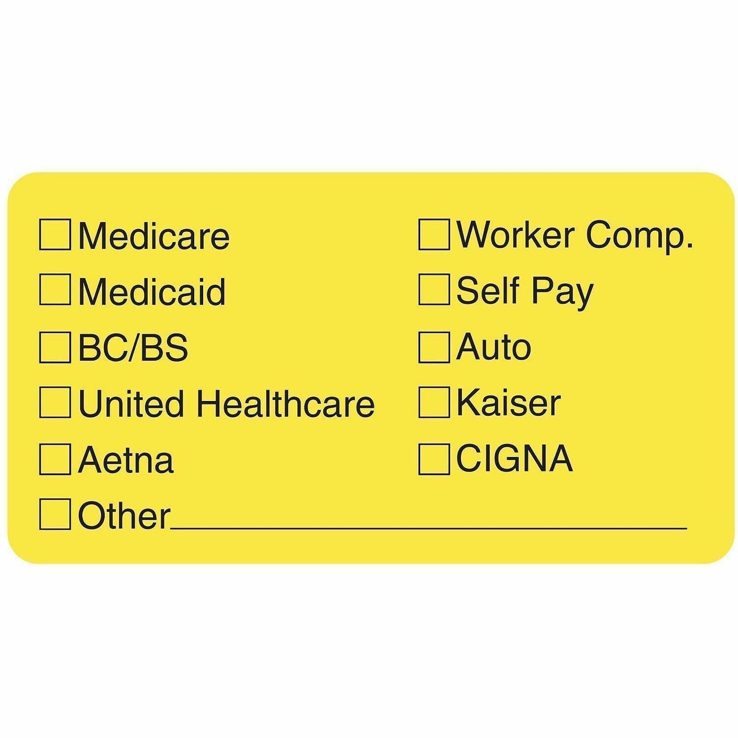 1 3/4" Width x 3 1/4" Length - Yellow - 250 / Roll