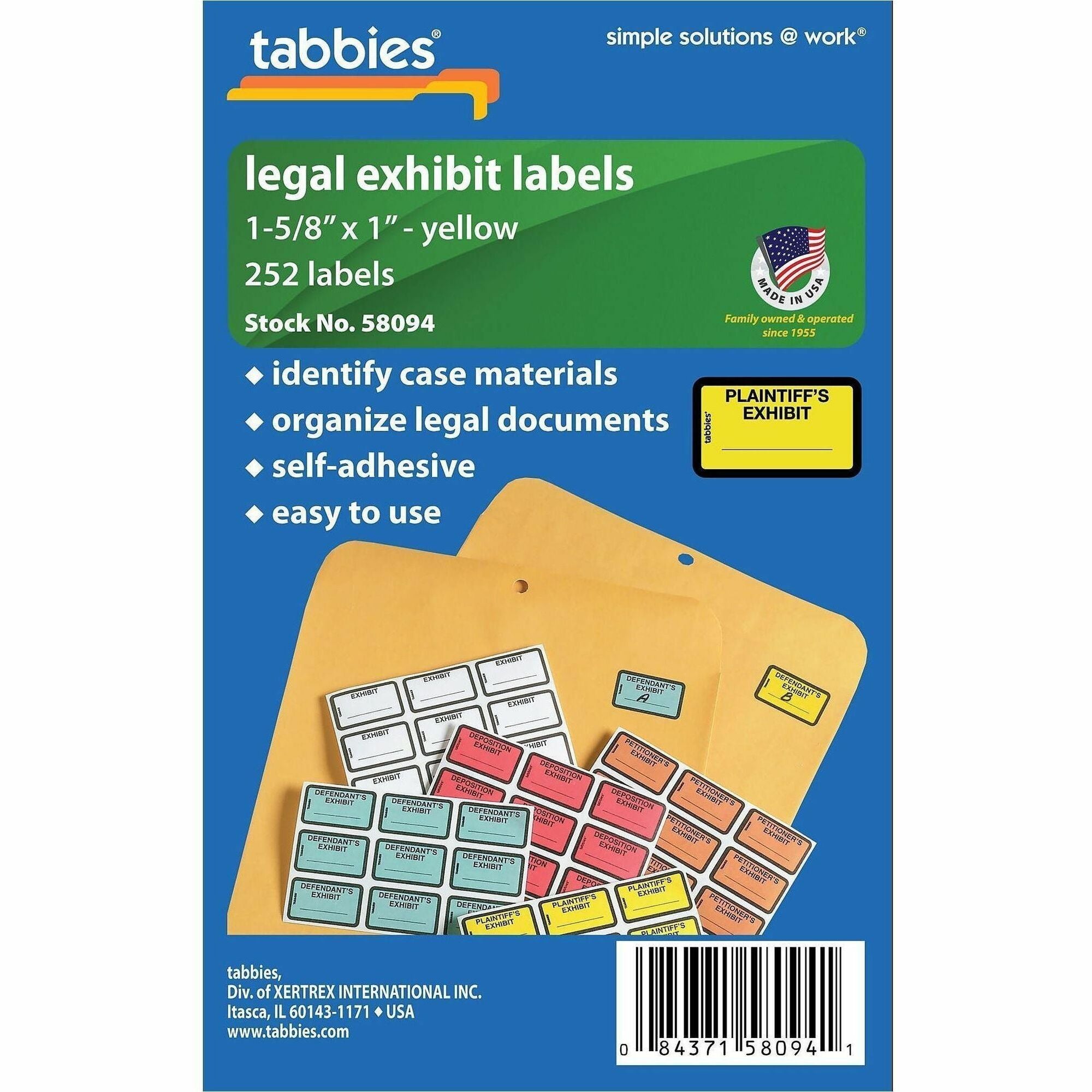 1 5/8" Width x 1" Length - Yellow - 252 / Pack