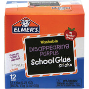 Elmer's Washable Nontoxic Glue Sticks - 0.21 oz - Purple - 12 / Box