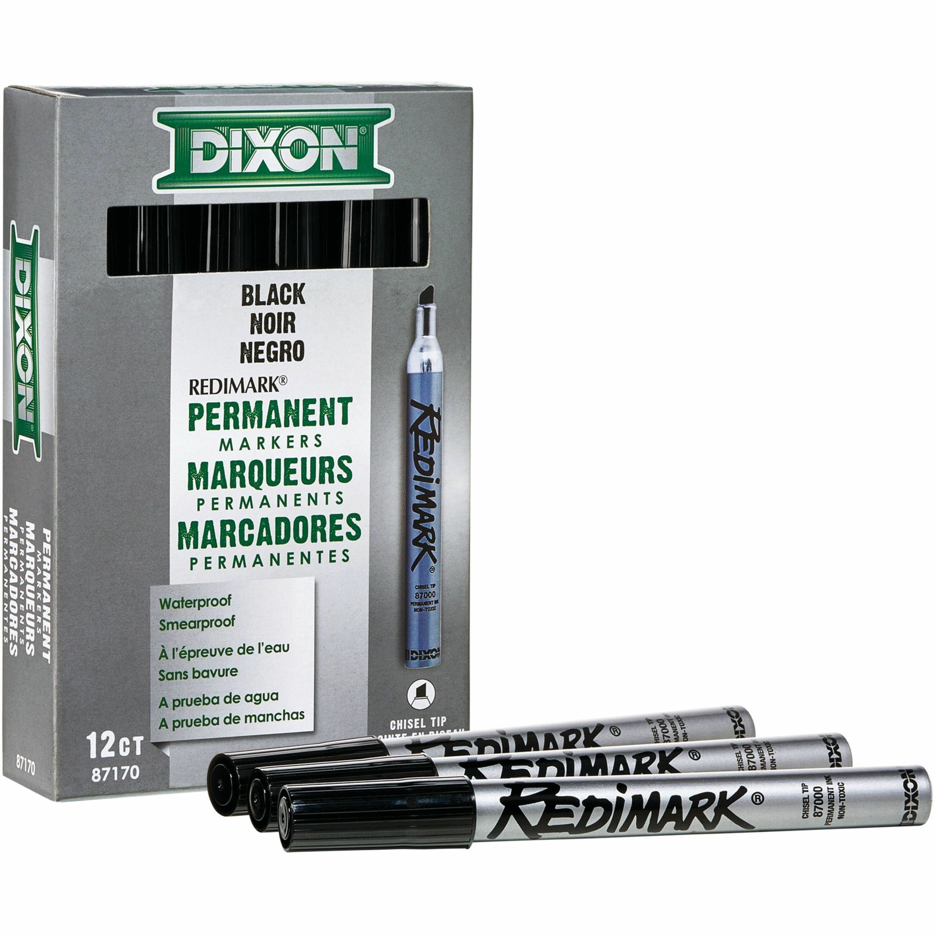 Chisel Marker Point - Black Ink - Metal Barrel - 1 Dozen