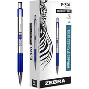 0.7 mm Fine Pen Point - Refillable - Retractable - Blue Ink - Stainless Steel Stainless Steel Barrel - 1 Dozen
