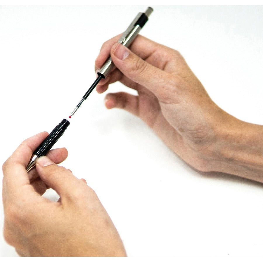 0.7 mm Fine Pen Point - Refillable - Retractable - Blue Ink - Stainless Steel Stainless Steel Barrel - 1 Dozen