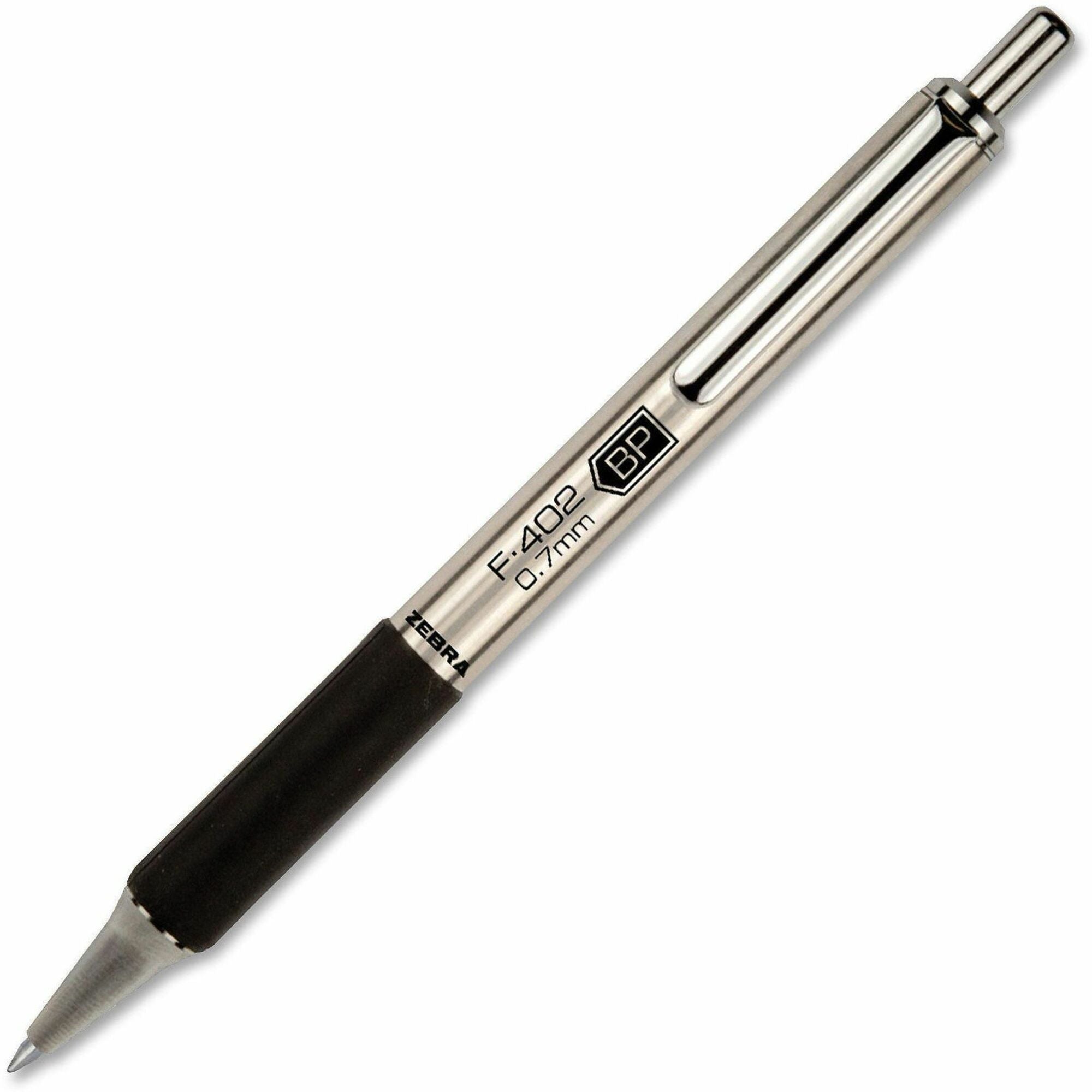 0.7 mm Fine Pen Point - Refillable - Retractable - Black Ink - Stainless Steel Barrel - 1 Each