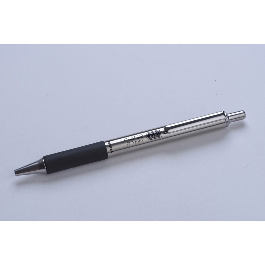 0.7 mm Fine Pen Point - Refillable - Retractable - Black Ink - Stainless Steel Barrel - 1 Each