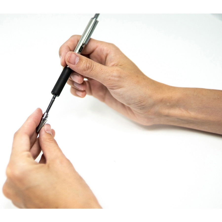 0.7 mm Fine Pen Point - Refillable - Retractable - Black Ink - Stainless Steel Barrel - 1 Each
