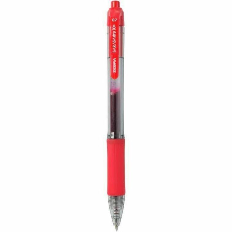 Zebra SARASA dry X20 Retractable Gel Pen - 1 mm Bold Pen Point - Refillable - Retractable - Red Ink - Pigment-based - Translucent Barrel - 1 Dozen