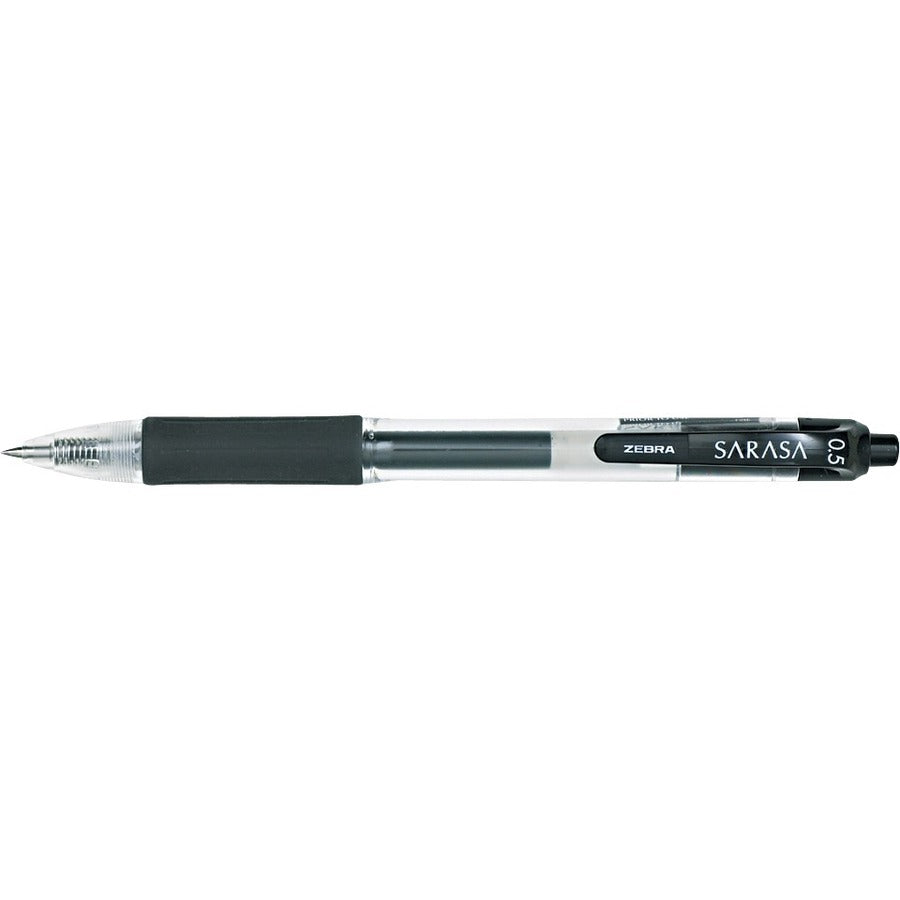Zebra SARASA dry X20 Retractable Gel Pen - 0.5 mm Fine Pen Point - Retractable - Black Ink - Pigment-based - Translucent Barrel - 1 Dozen