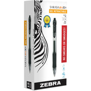 Zebra SARASA dry X20 Retractable Gel Pen - 0.7 mm Medium Pen Point - Refillable - Retractable - Black Ink - Pigment-based - Translucent Barrel - 1 Dozen