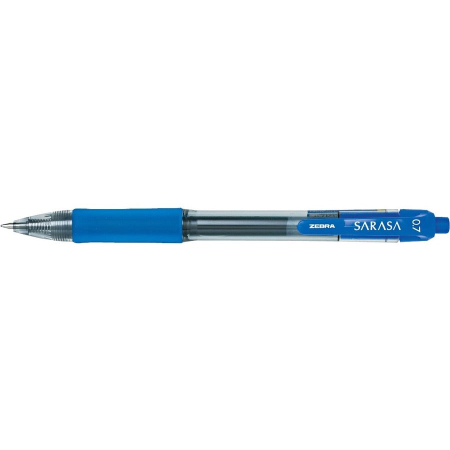 Zebra SARASA dry X20 Retractable Gel Pen - 0.7 mm Medium Pen Point - Refillable - Retractable - Blue Ink - Pigment-based - Translucent Barrel - 1 Dozen