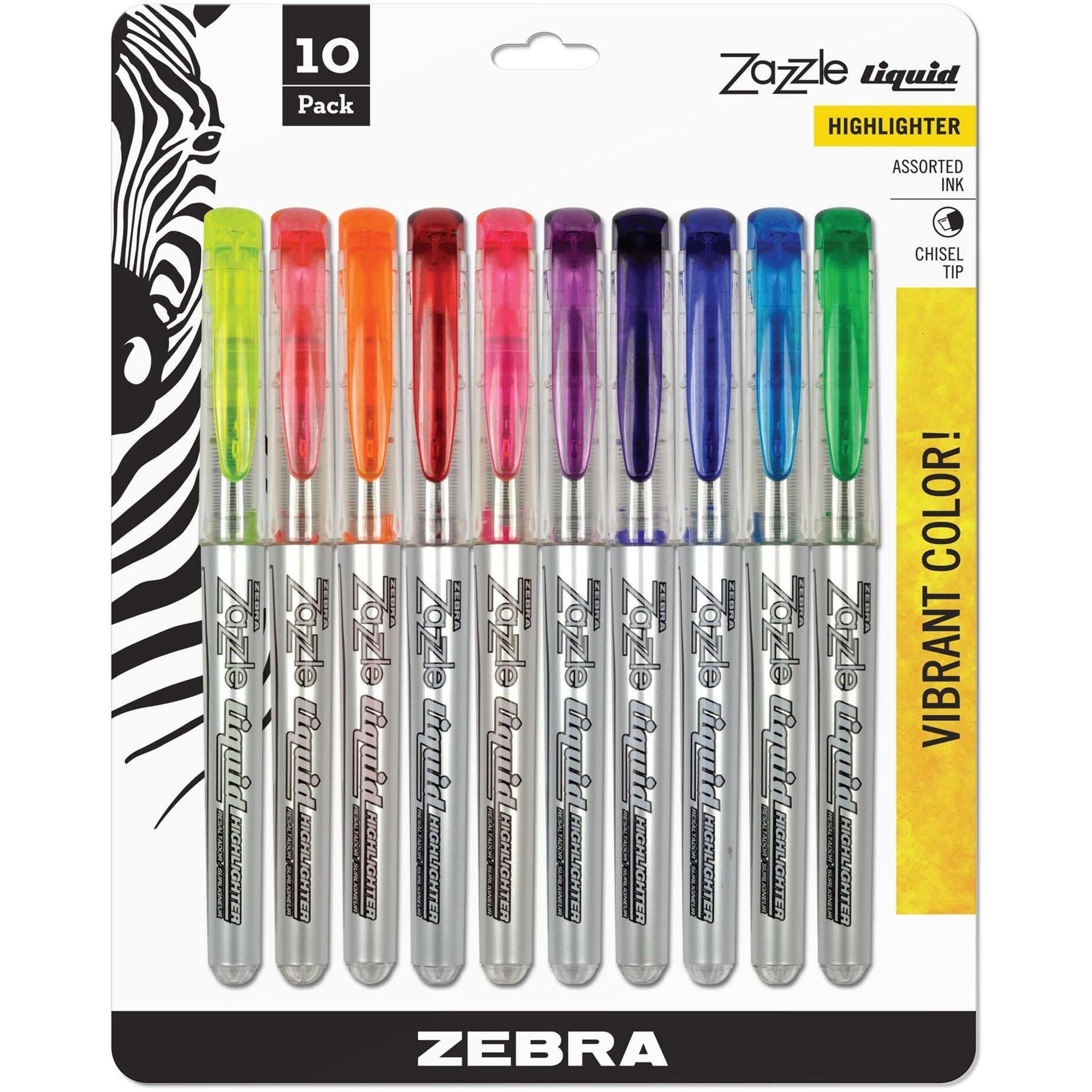 Chisel Marker Point - Assorted Ink - Water Based - Clear Barrel - 10 / Set