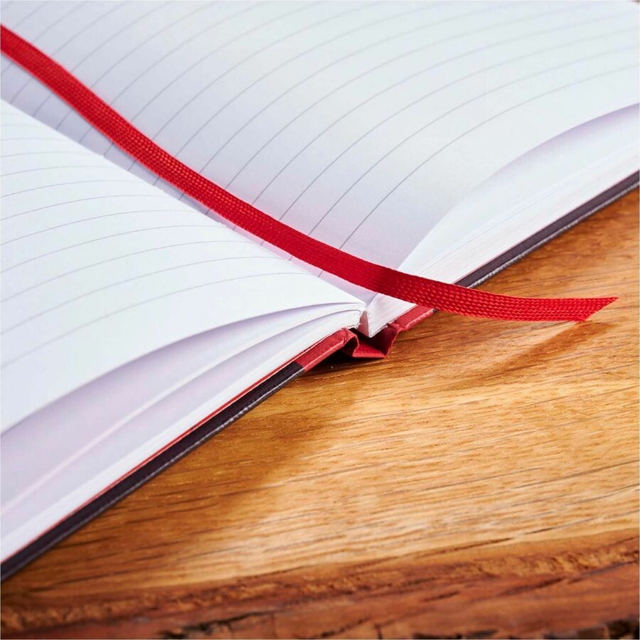 96 Sheets - Sewn - 24 lb Basis Weight - A4 - 8 1/4" x 11 3/4" Sheet Size - White Paper - Red Binding - Black Heavyweight Cover - Hard Cover, Ribbon Marker - 1 Each
