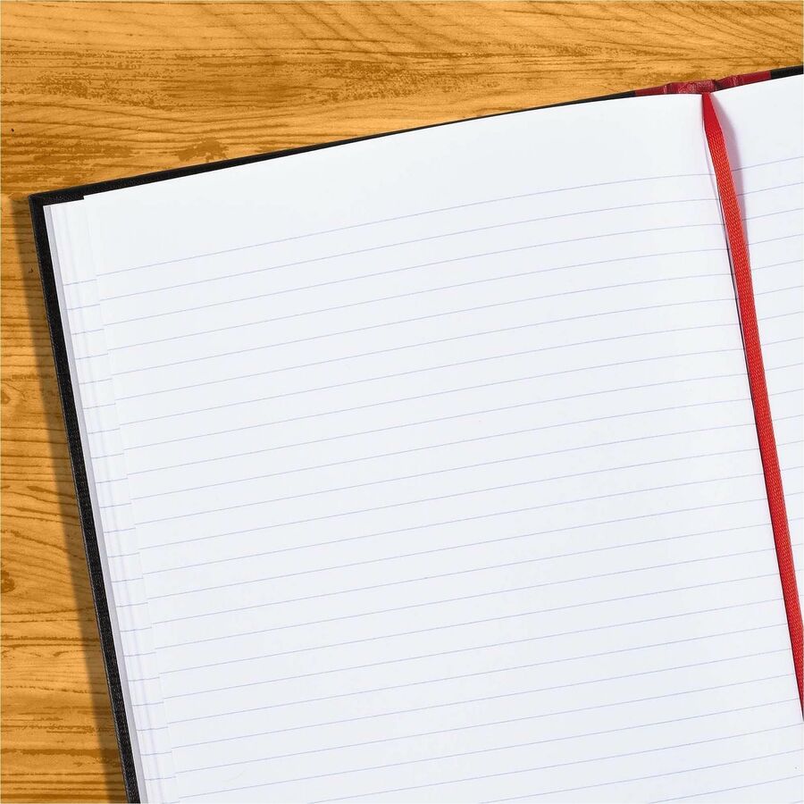 96 Sheets - Sewn - 24 lb Basis Weight - A4 - 8 1/4" x 11 3/4" Sheet Size - White Paper - Red Binding - Black Heavyweight Cover - Hard Cover, Ribbon Marker - 1 Each