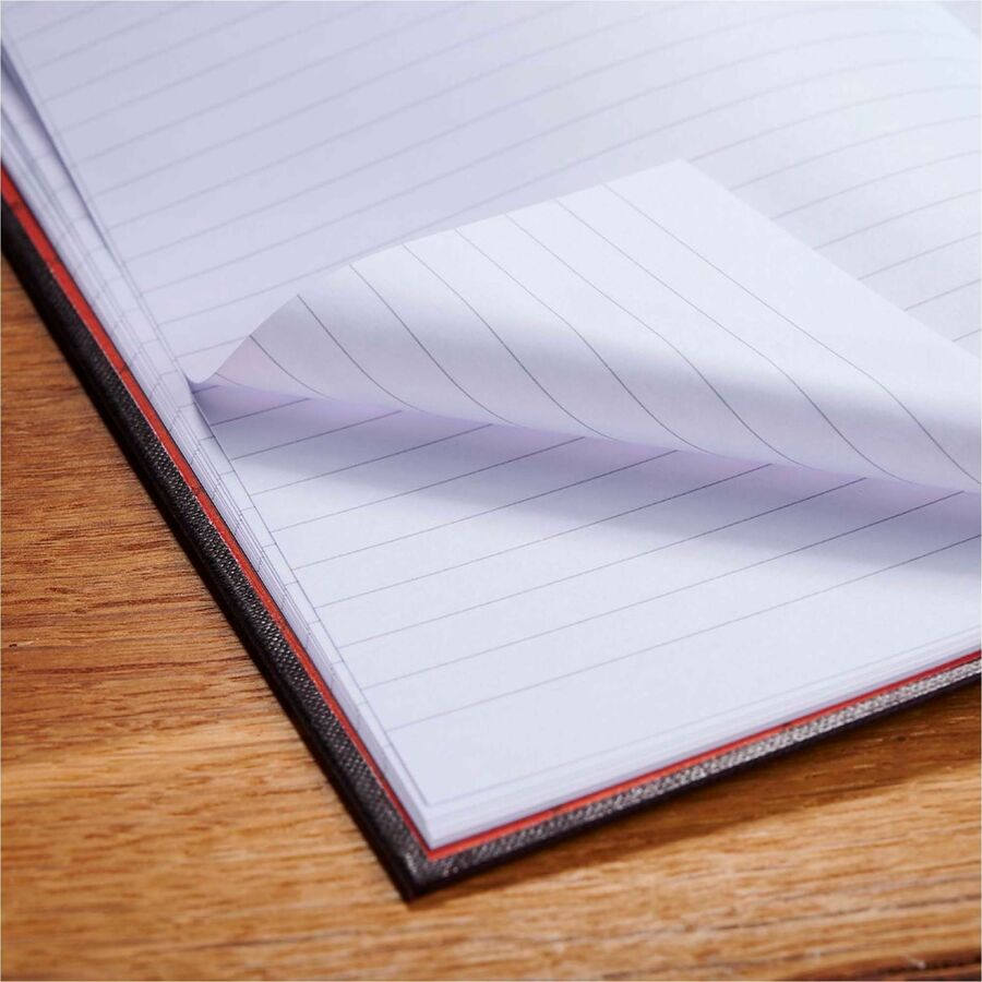 96 Sheets - Sewn - 24 lb Basis Weight - A4 - 8 1/4" x 11 3/4" Sheet Size - White Paper - Red Binding - Black Heavyweight Cover - Hard Cover, Ribbon Marker - 1 Each