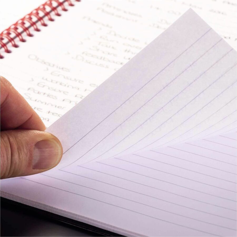 Black n' Red Business Notebook - 70 Sheets - Double Wire Spiral - 24 lb Basis Weight - A6 - 4 1/8" x 5 7/8" Sheet Size - White Paper - Red Binding - Black Polypropylene Cover - Perforated, Wipe-clean Cover, Strap - 1 Each