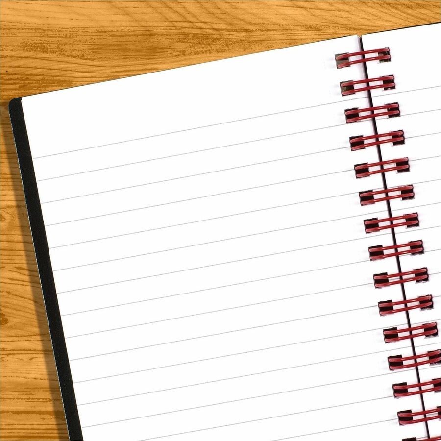 Black n' Red Business Notebook - 70 Sheets - Double Wire Spiral - 24 lb Basis Weight - A6 - 4 1/8" x 5 7/8" Sheet Size - White Paper - Red Binding - Black Polypropylene Cover - Perforated, Wipe-clean Cover, Strap - 1 Each