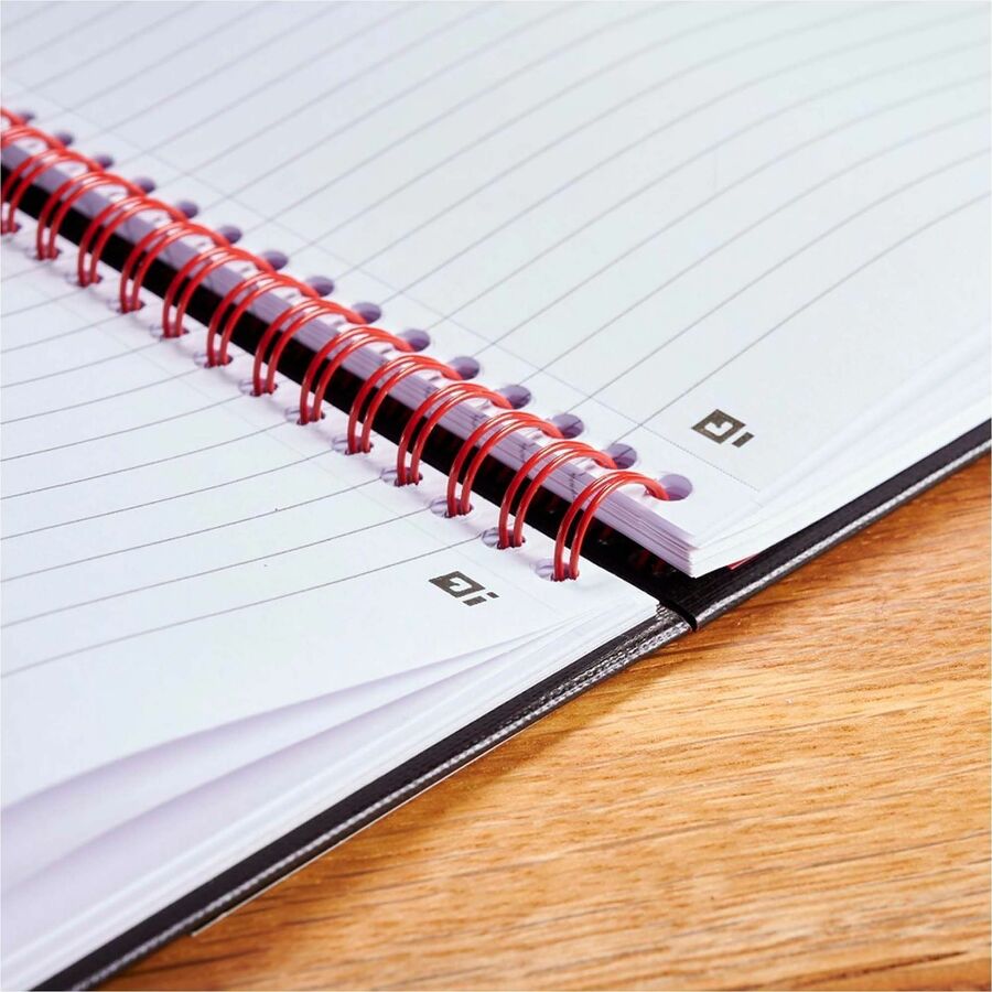 Black n' Red Hardcover Business Notebook - 70 Sheets - Double Wire Spiral - 24 lb Basis Weight - Letter - 8 1/2" x 11" Sheet Size - White Paper - Red Binding - Black Cover - Perforated, Laminated, Wipe-clean Cover, Hard Cover - 1 Each