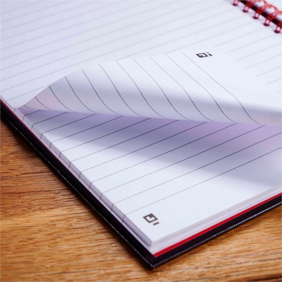 Black n' Red Hardcover Business Notebook - 70 Sheets - Double Wire Spiral - 24 lb Basis Weight - Letter - 8 1/2" x 11" Sheet Size - White Paper - Red Binding - Black Cover - Perforated, Laminated, Wipe-clean Cover, Hard Cover - 1 Each