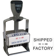 Xstamper ClassiX Self-inking Date Stamp - Custom Message/Date Stamp - 1.37" Impression Width x 2.25" Impression Length - Red, Blue - 1 Each