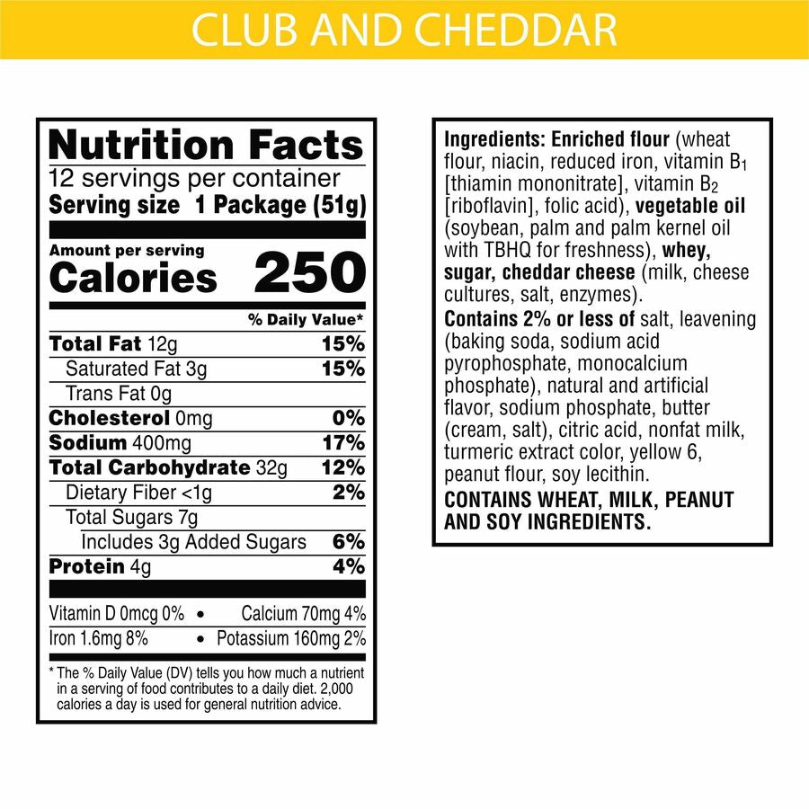 Cheese, Club and Cheddar - 1.35 lb - 12 / Box